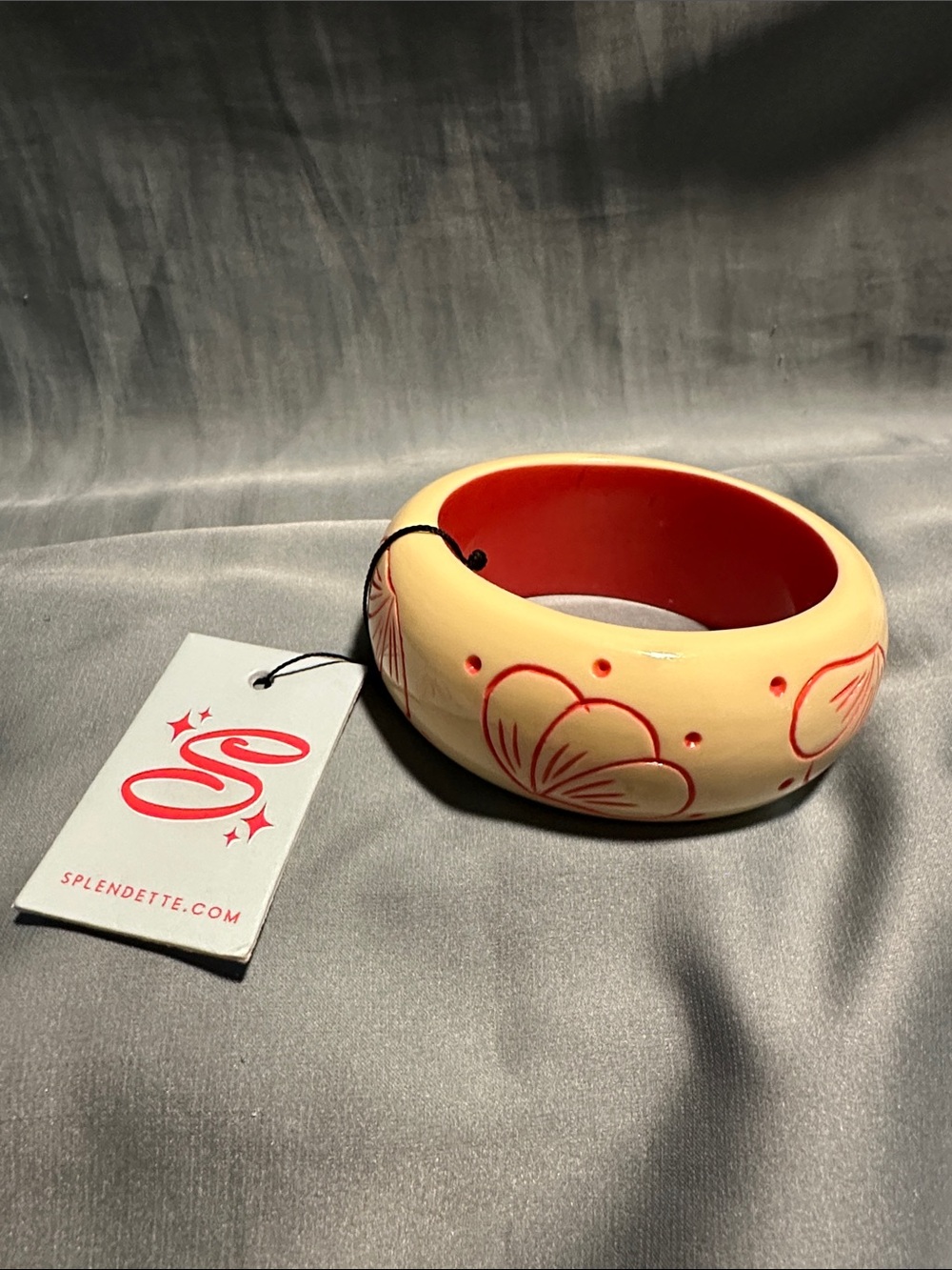 Wide Petal Cream Maiden Bangle by Splendette